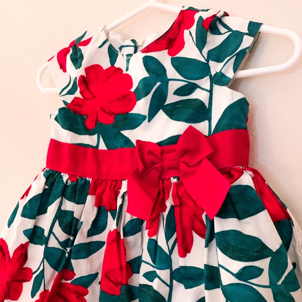 Red & Green Baby girl flower dress